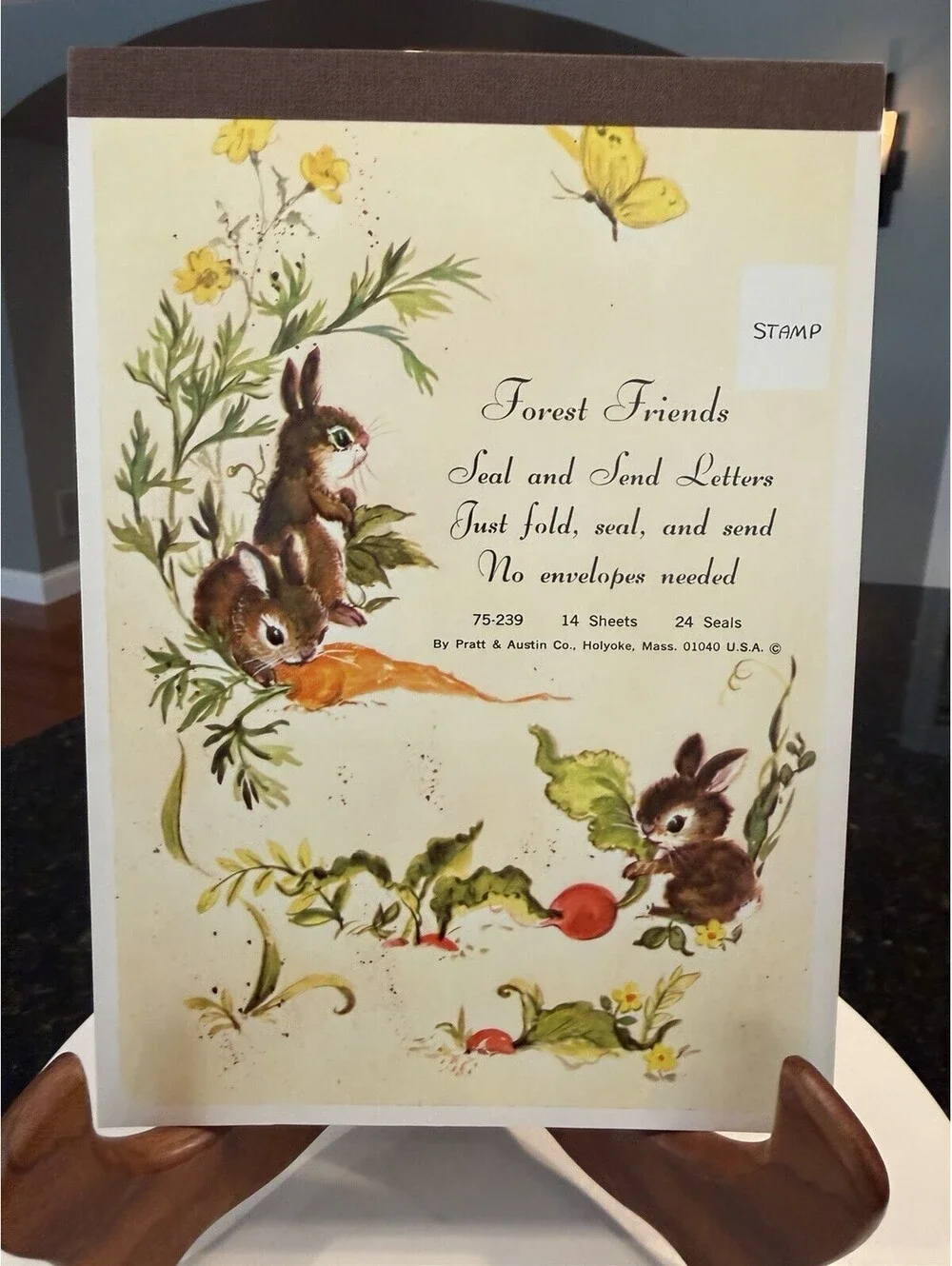Vtg Pratt Austin Forest Friends Seal & Send Stationary Bunnies Set Of 2 New
